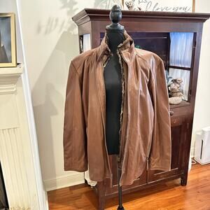 Pasha Veneto Men's Brown Leather and Fur Jacket